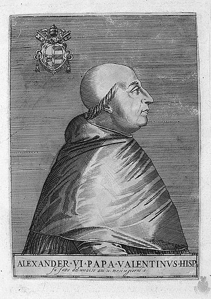 Grabado de perfil del papa Alejandro VI