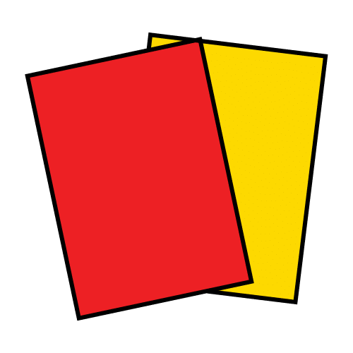 La imagen muestra una tarjeta roja y otra tarjeta amarilla.