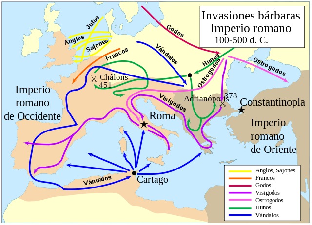 Invasiones de los pueblos bárbaros sobre el Imperio Romano