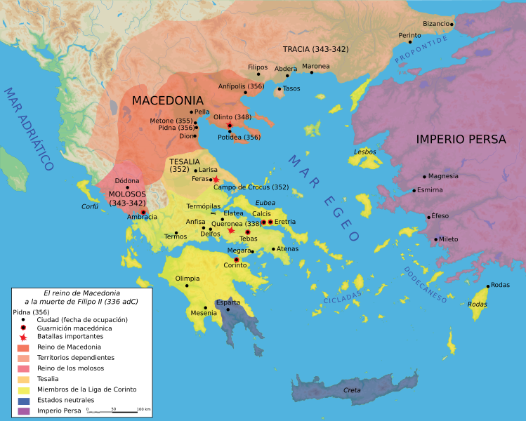 Mapa de Macedonia a la muerte de Filipo II