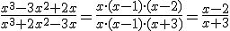 \frac{x^3-3x^2+2x}{x^3+2x^2-3x}=\frac{x\cdot (x-1)\cdot (x-2)}{x\cdot (x-1)\cdot (x+3)}=\frac{x-2}{x+3}