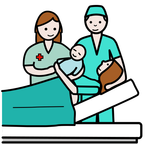Unos médicos entregan un bebé recién nacido