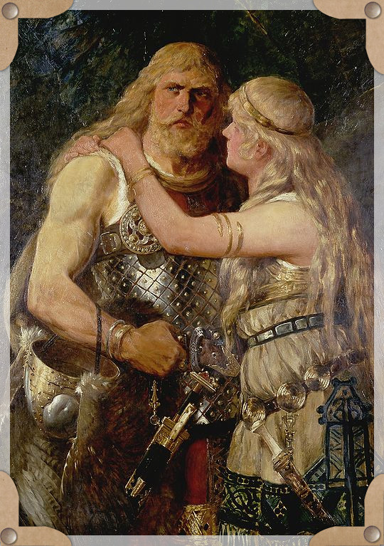Dos personajes galos se despiden antes de la batalla