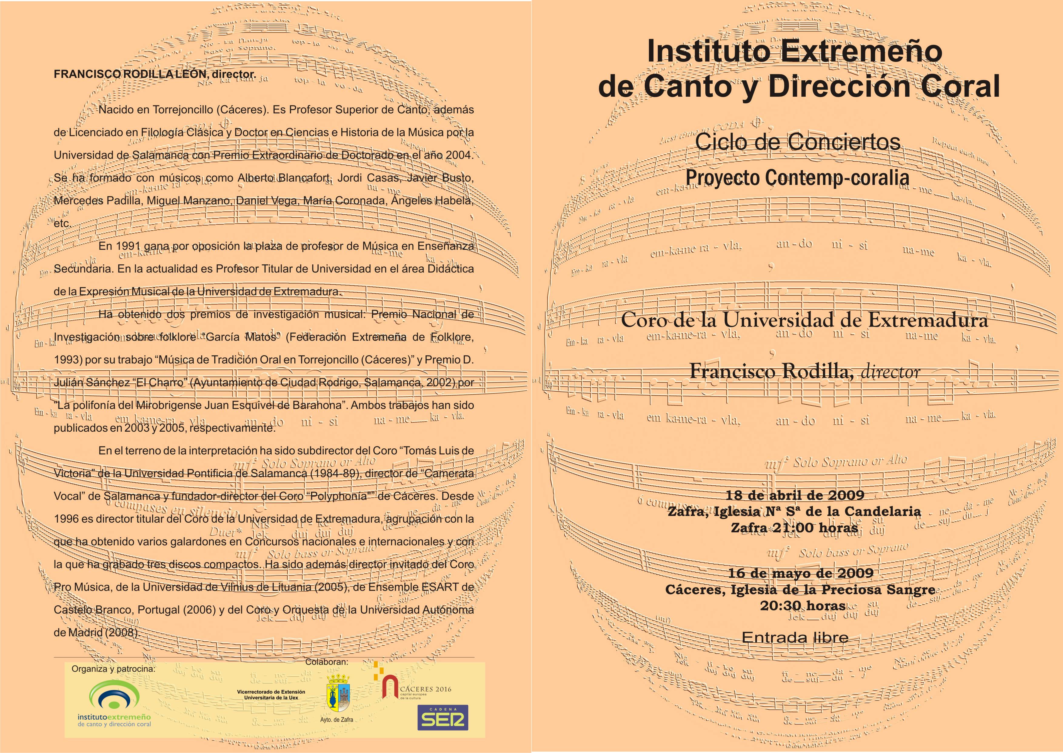 Programa de mano Ciclo de conciertos Contemp-Coralia