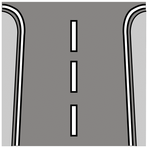 Pictograma de una carretera con línea discontinua