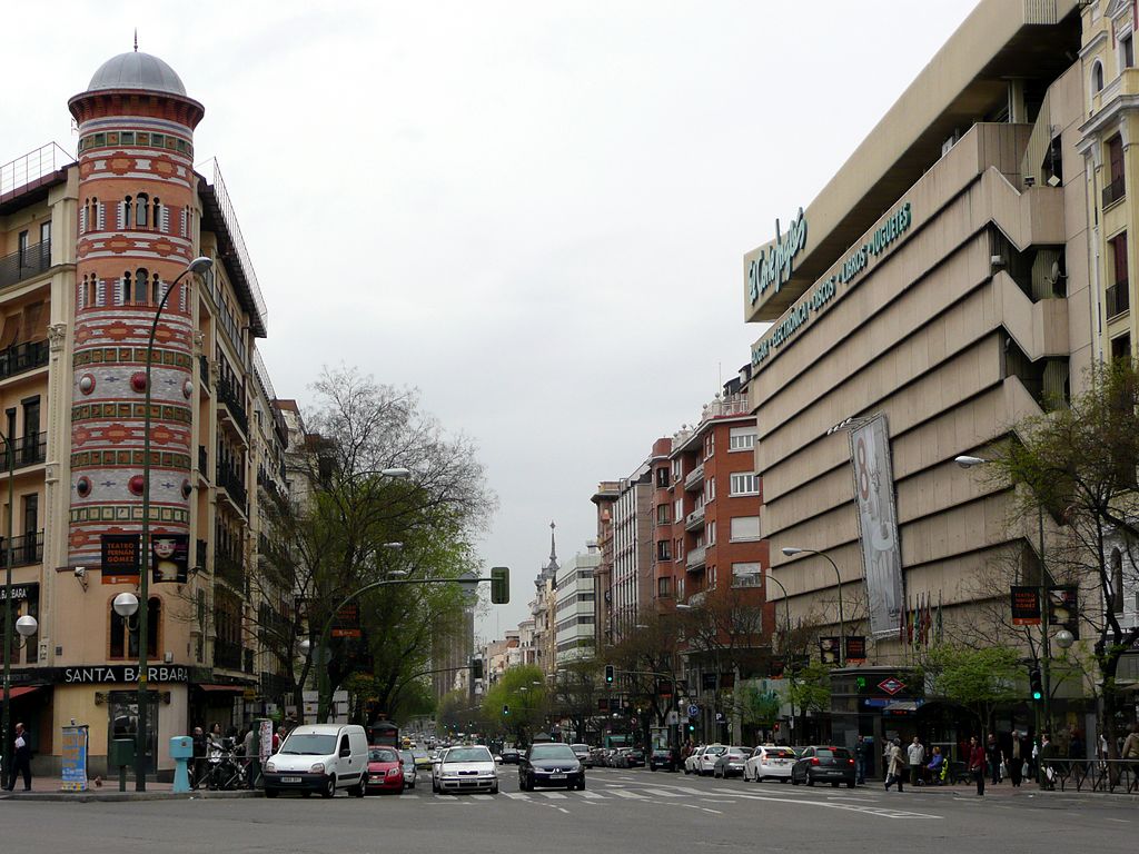 Panorámica calle Goya del barrio de Salmanca, Madrid. 