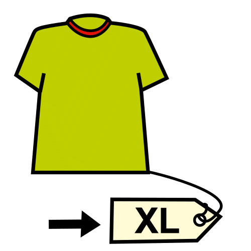 La imagen muestra una camiseta con su talla.