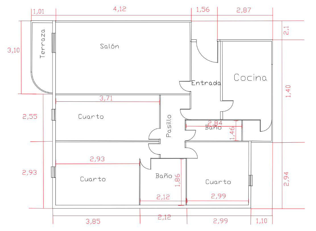 Planta de una vivienda en QCad