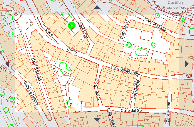 Plano urbano de Aroche, en la provincia de Huelva.