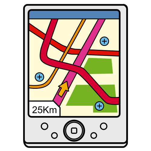 Dispositivo GPS señalizando un camino.