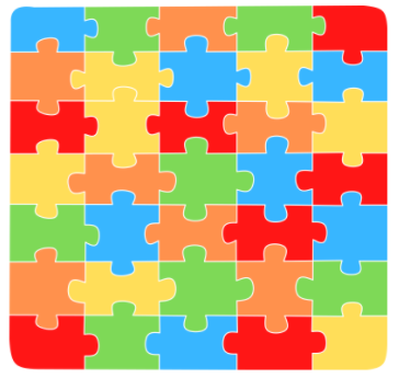 Un puzle con piezas de colores