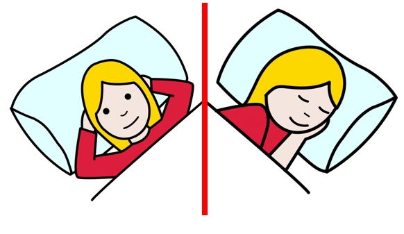 Una persona durmiendo y una línea que indica simetría, de modo que en la otra parte aparece la persona también durmiendo