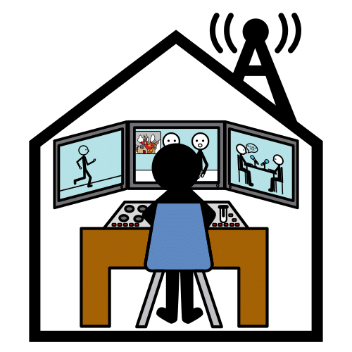 Un persona en una casa con una antena
