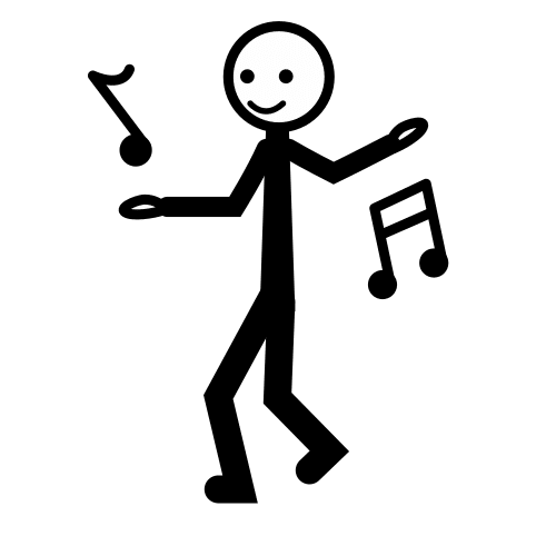 Un chico bailando y unas notas aparecen en la imagen