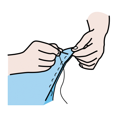 Imagen de un pictograma de una mano que cose con una aguja