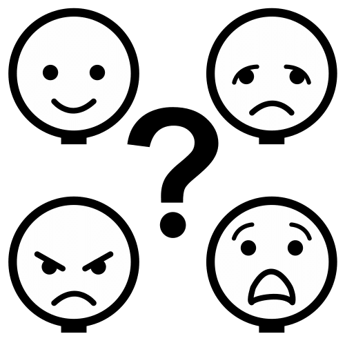 La imagen muestra caras con varias emociones.