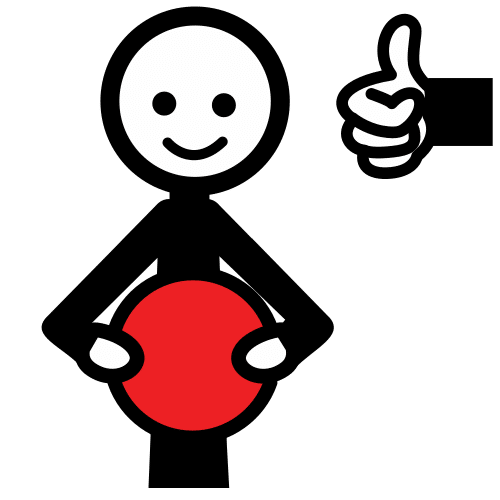La imagen muestra una persona con un objeto en la mano y un pulgar de aprobación.