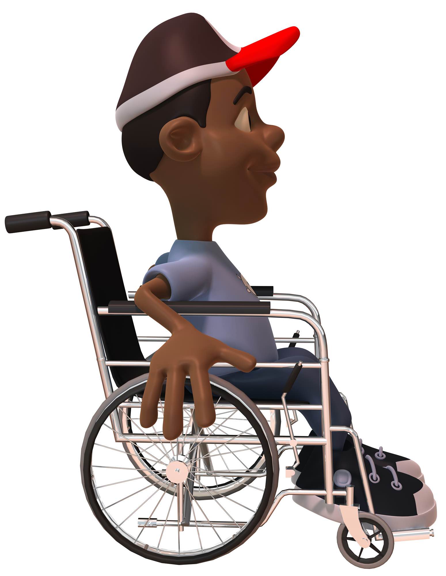La imagen muestra un niño en silla de ruedas.