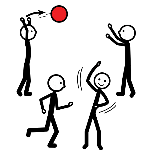La imagen muestra personas practicando diferentes actividades, como jugar a la pelota.