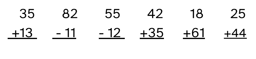 La imagen muestra una serie de operaciones de sumas y restas a resolver