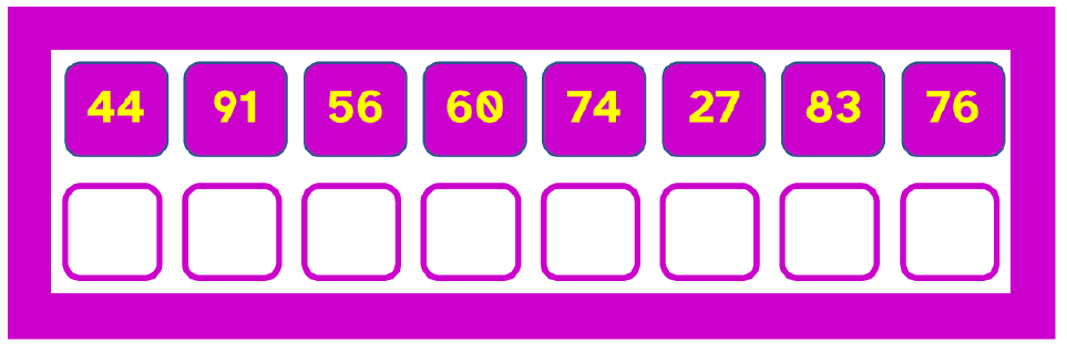 La imagen muestra una serie de números para ordenar de forma ascendente