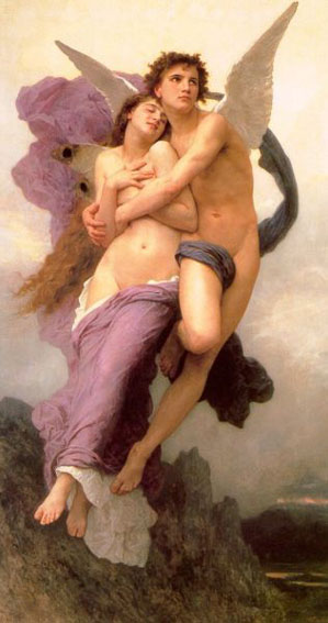 Pintura de Cupido y Psique, personajes de un cuento de el Asno de Oro