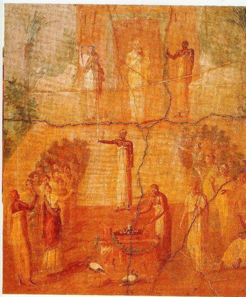 Fresco que ilustra el culto mistérico de ladiosa Isis