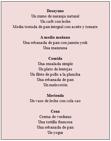 Ejemplo de dieta