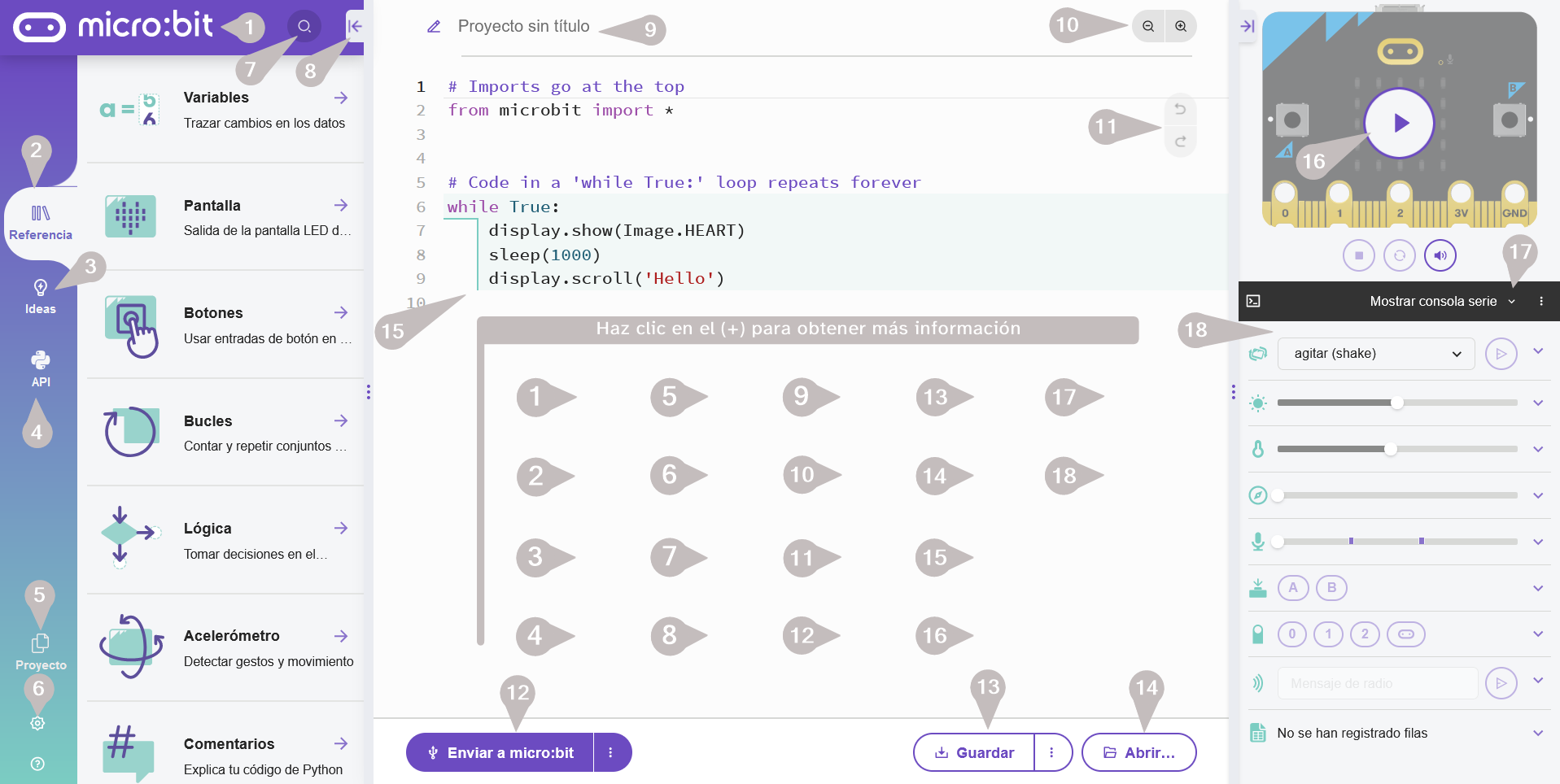 Imagen descriptiva del editor de código Python