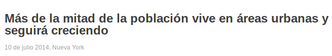 Más de la mitad de la población vive en ciudades