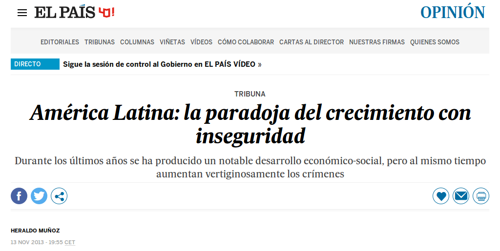 Artículo de El País: América Latina: la paradoja del crecimiento con inseguridad
