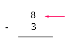 La imagen muestra una resta y se está señalando el número superior de la misma con una flecha