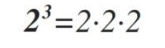 La imagen muestra el dos elevado al cubo, un igual y posteriormente el número dos multiplicado tres veces.