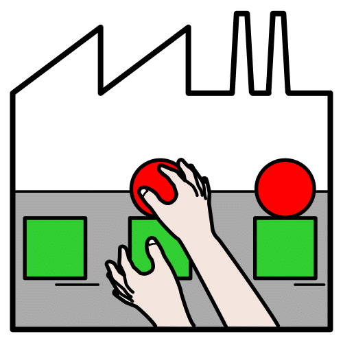 La imagen muestra dos manos manipulando diferentes formas geométricas, entre ellas un cuadrado y un círculo.