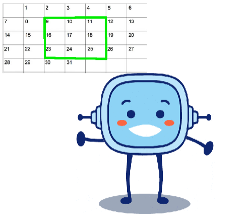 La imagen muestra una escena de un proyecto de Scratch para presentar el truco de magia en el que se calcula la suma de varios núemros de un calendario