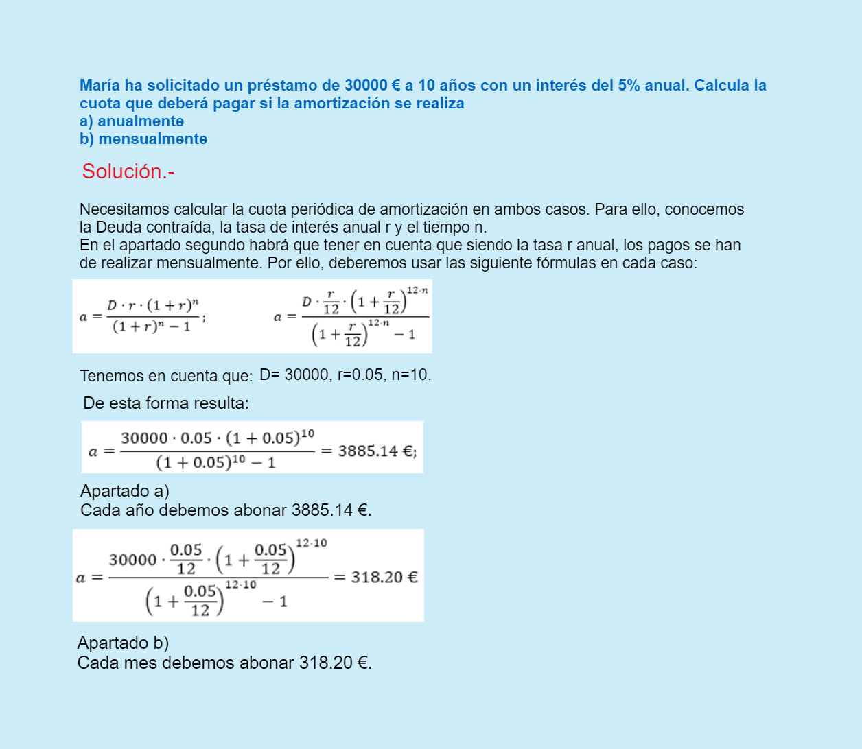 Solución al problema.