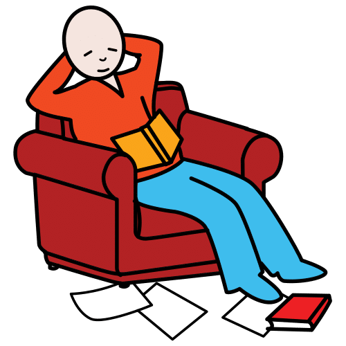 La imagen muestra a una persona sentada en un sofá.