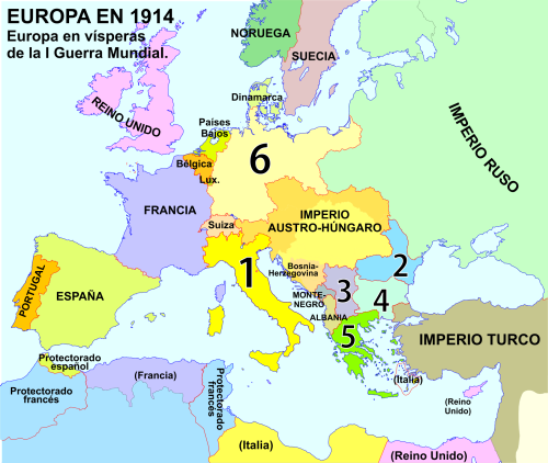 Práctica sobre el mapa de Europa en 1914