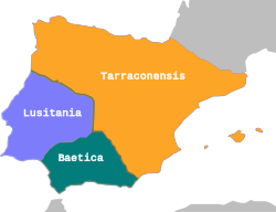 Segunda división de Hispania. 27 a. C