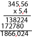 La imagen muestra el producto de dos o más números decimales