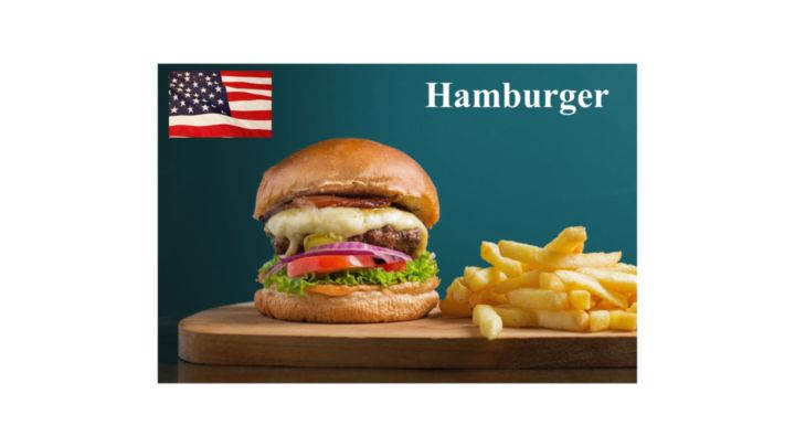 Se observa una hamburguesa con patatas.