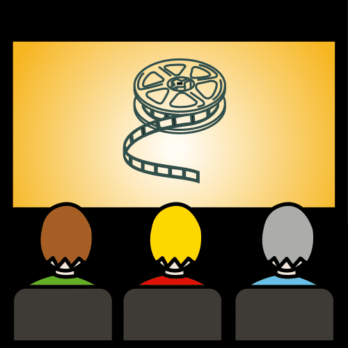 Pictograma de personas viendo cine o un video.