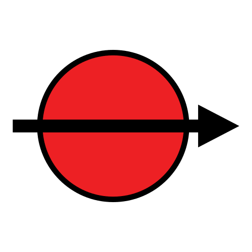 Dibujo de una flecha atravesando un círculo.