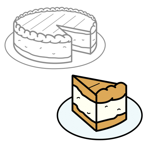 Se muestra un fragmento o parte de una tarta