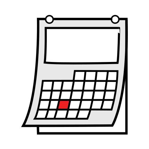 La imagen muestra un mes en el calendario con un día central coloreado en rojo.