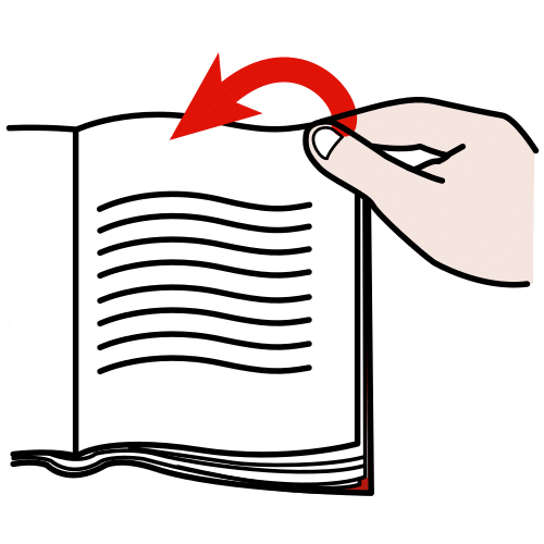 La imagen muestra una mano pasando una página de un libro.