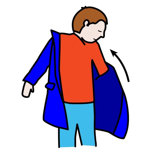 La imagen muestra una persona poniéndose un abrigo.