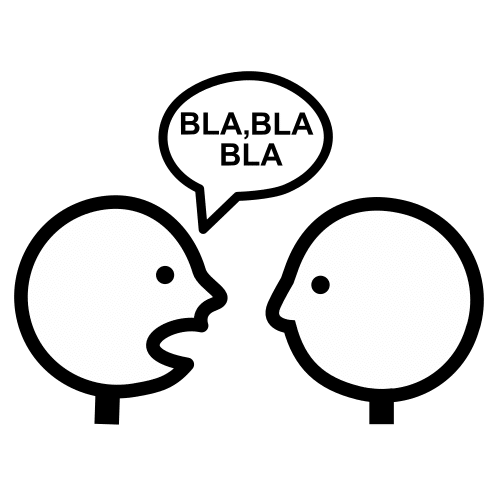 La imagen muestra dos rostros enfrentados hablando gracias a un bocadillo con las sílabas: bla bla bla.