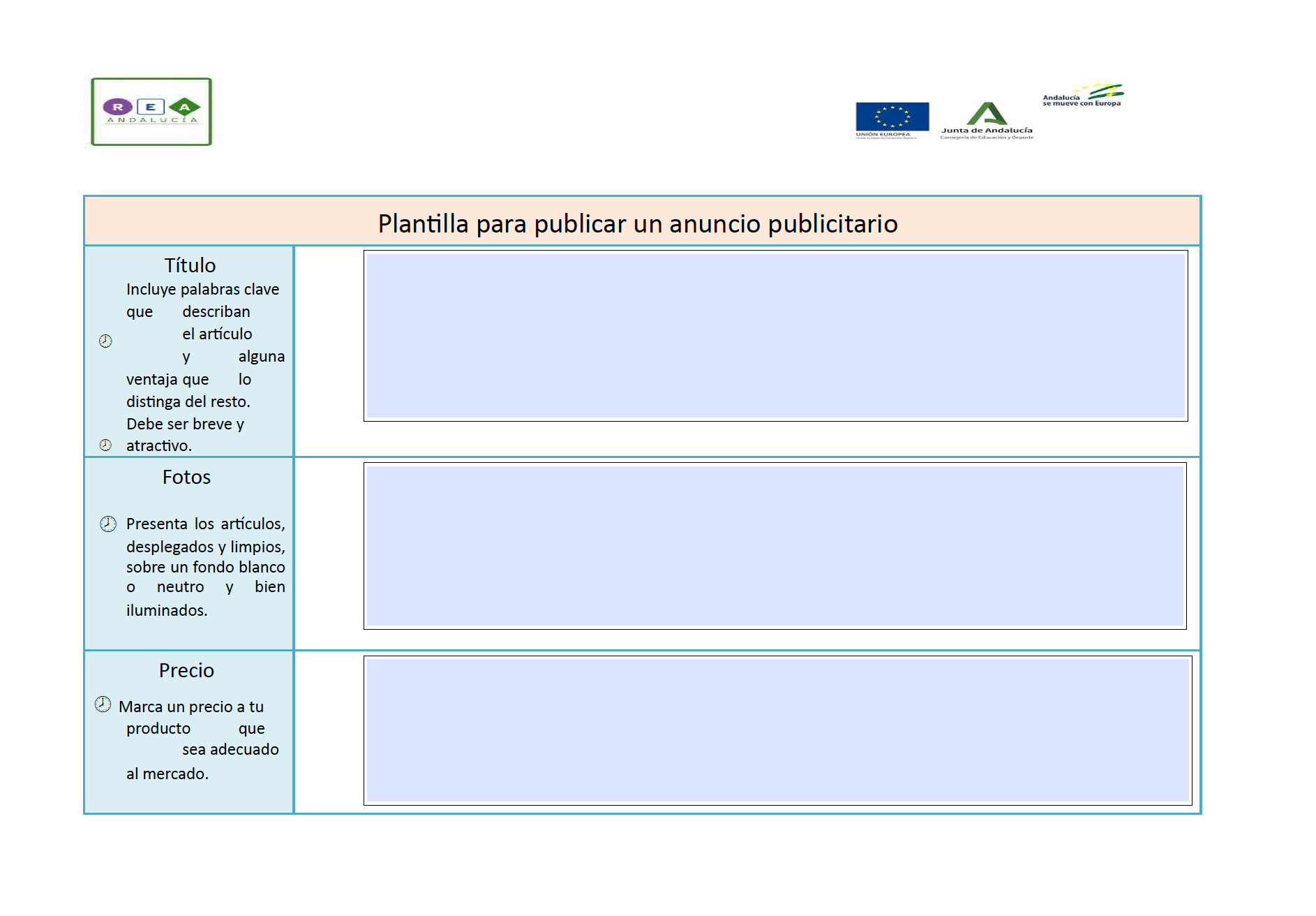 Plantilla para anuncio publicitario