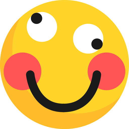 La imagen muestra un emoji sonriente con cada ojo mirando a un lado